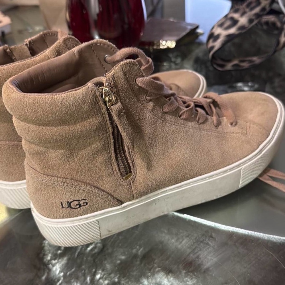 UGG Beige Suede High-Top Sneakers